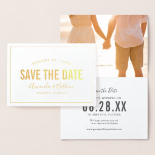 Moderne Gold Foil Foto Save the Date Karte