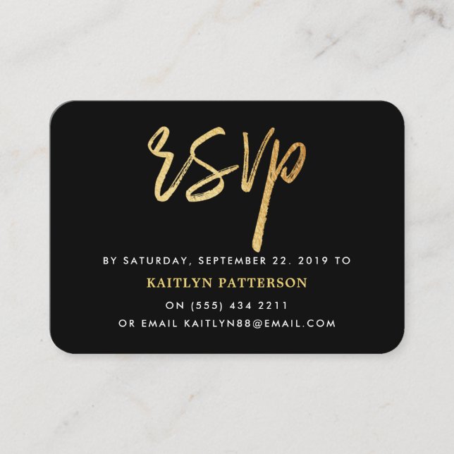 Moderne Gold Foil Script-UAWG Begleitkarte (Vorderseite)