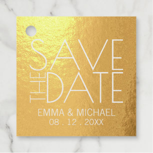 Moderne Gold Foil Wedding rettet das Datum Geschenkanhänger