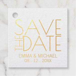 Moderne Gold Foil Wedding rettet das Datum Geschenkanhänger