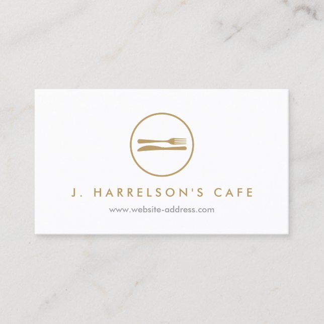MODERNE GOLD FORK & KNIFE LOGO Business Card Visitenkarte (Vorderseite)