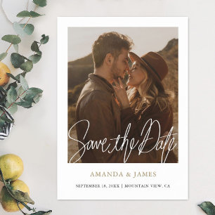 Moderne Gold-Foto-Hochzeit Save the Date Magnet