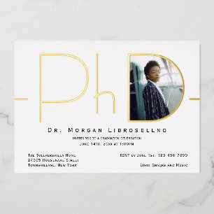 Moderne Gold-Foto-PhD-Abschlussfolien-Einladung Folieneinladung