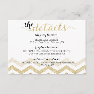 Moderne Gold Glamour Zickzack Information Card Begleitkarte