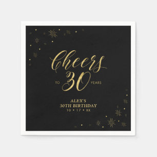 Moderne Gold Glanz & Prost 30. Geburtstagsfeier Serviette