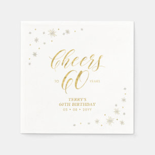 Moderne Gold Glanz & Prost 60. Geburtstagsfeier Serviette