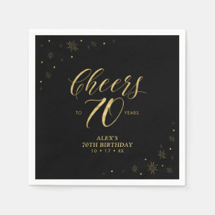 Moderne Gold Glanz & Prost zum 70. Geburtstag Serviette