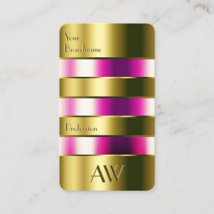Moderne Gold Glass Look Pink Fluids mit Monogramm Visitenkarte