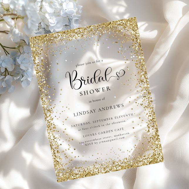 Moderne Gold Glitter Brautparty  Acryleinladungen (Modern Gold Glitter Bridal Shower Acrylic Invitations)