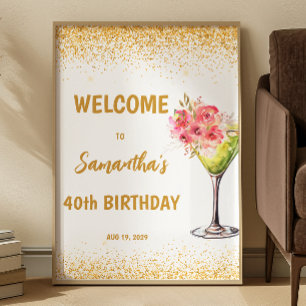 Moderne Gold-Glitter-Geburtstags-Willkommens-Tafel Poster