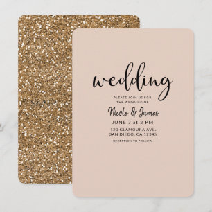 Moderne Gold Glitter Glam Hochzeit in JEDER FARBE Einladung