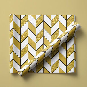 Moderne Gold-Glitter-Herringbone-Chevron Geschenkpapier