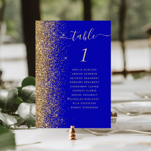 Moderne Gold Glitter Königlich Blau Hochzeit Tischnummer
