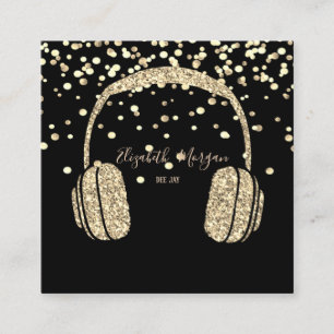 Moderne Gold Glitter Kopfhörer DJ, Konfetti Quadratische Visitenkarte