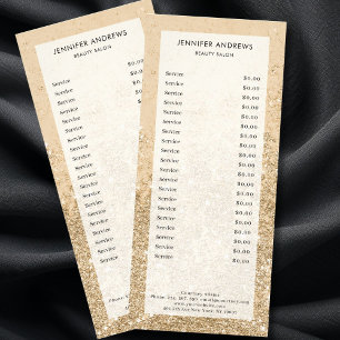Moderne Gold Glitter Salon-Preisliste Rack Card Werbekarte
