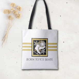Moderne Gold Glitter Schwarz Weiß Eislaufen