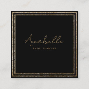 Moderne Gold Glitter & schwarze Rahmen Minimal Quadratische Visitenkarte