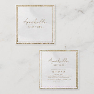 Moderne Gold-Glitter- und Creme-Rahmen Minimal Quadratische Visitenkarte
