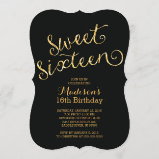 Moderne Gold Glitzer 16 . Geburtstag Geburtstagspa Einladung
