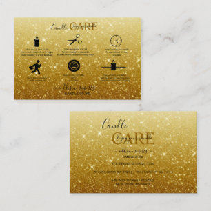 Moderne Gold Glitzer Candle Care Business Card Visitenkarte