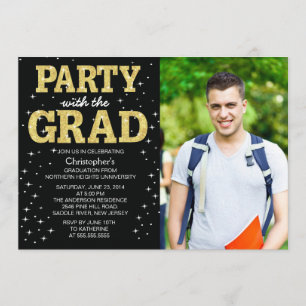 Moderne Gold Glitzer Foto Graduation Party Einladu Einladung