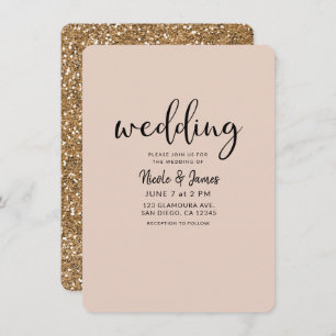 Moderne Gold Glitzer Glam JEDE FARBE Hochzeit Einladung