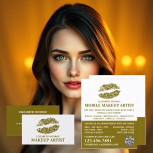 Moderne Gold Glitzer Lips, Makeup Artist Advert Flyer
