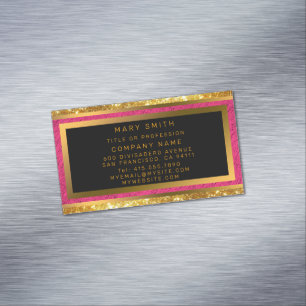 Moderne Gold Glitzer Pink Linde Magnetische Visitenkarte