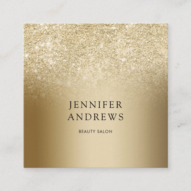 Moderne Gold Glitzer Salon Business Card Quadratische Visitenkarte (Vorderseite)
