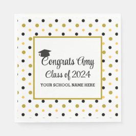 Moderne Gold Glückwunschs Abschluss Class 2025 Serviette
