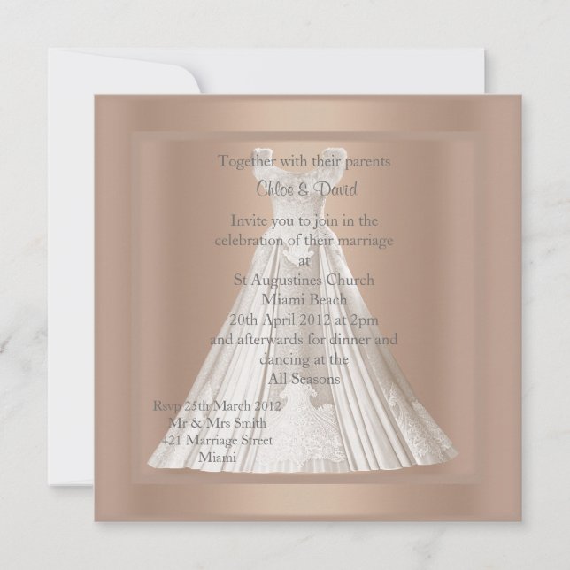 MODERNE GOLD GOWN WEDING EINLADUNG (Vorderseite)