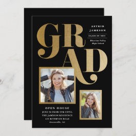 Moderne Gold Grad Foto Graduation Party Einladung