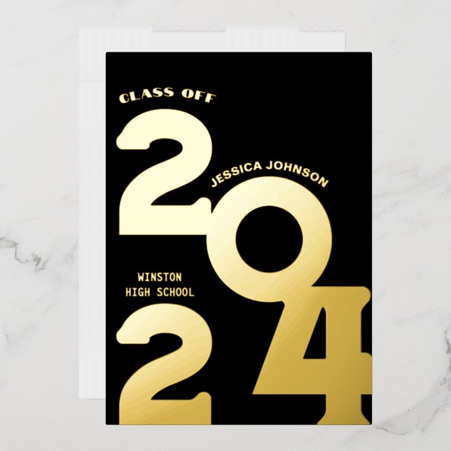 MODERNE GOLD GRAD PARTY FOIL INVITATION FOLIENEINLADUNG (Briefumschlag)
