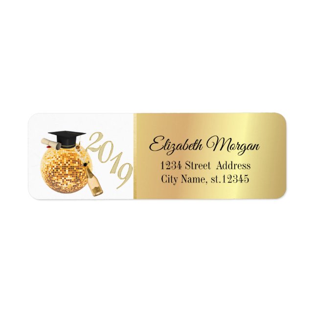 Moderne Gold Graduierungskappe, Disco Ball, Wein (Vorne)