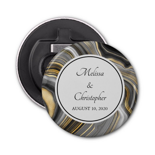 Moderne Gold & Gray Agate Geode Flaschenöffner (Vorderseite)