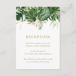 Moderne Gold Greenery Tropical Wedding Reception Begleitkarte