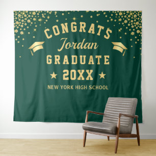 Moderne Gold-Grüne Fotobox-Rückwand für die Abschl Wandteppich