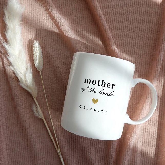 Moderne Gold Heart Mutter der Braut Hochzeitsgesch Kaffeetasse (Von Creator hochgeladen)