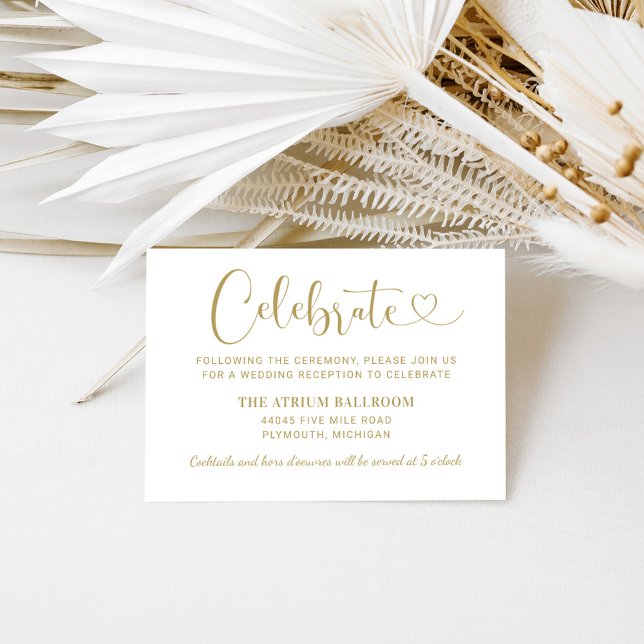 Moderne Gold Heart Script Hochzeitsempfehlung Begleitkarte (Von Creator hochgeladen)