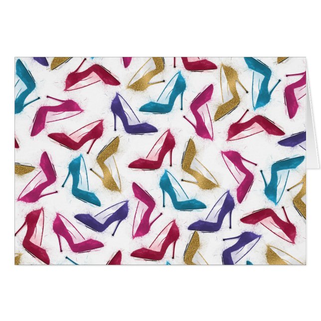 Moderne Gold High Heels Wasserfarbe (Vorderseite (Horizontal))