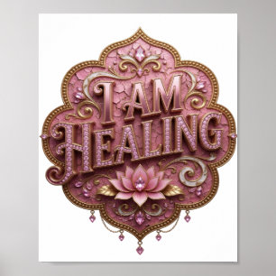 Moderne Gold-I-AM-HEALING-3D-Text-Kunst Poster