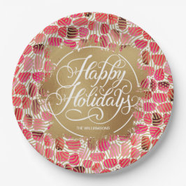 Moderne Gold Imitate Foil Happy Holidays Berry Pappteller