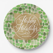Moderne Gold Imitate Foil Happy Holidays Green