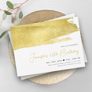 Moderne Gold Imitate Foil Paint Sweet 16 Einladung