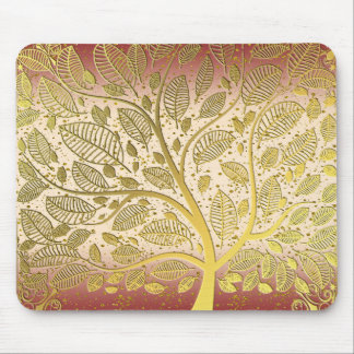 Moderne Gold Imitate Leaf Tree of Life Glitzer Pea Mousepad
