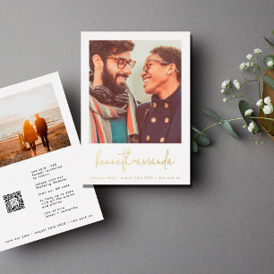 Moderne Gold-Individuelle Namen Save the Date einf Folieneinladung
