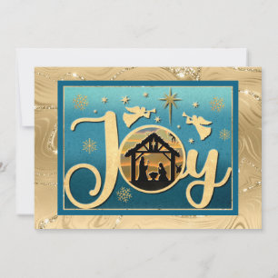 Moderne Gold "JOY" Krippe Weihnachten Silhouette