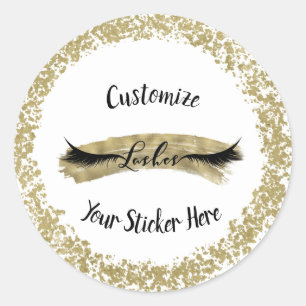 Moderne Gold-Lack-Pinsel-Glamour-Makeup-Wimpern Runder Aufkleber