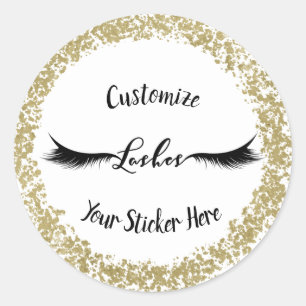 Moderne Gold-Lack-Pinsel-Glamour-Makeup-Wimpern Runder Aufkleber