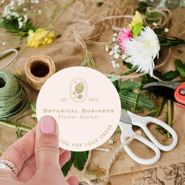 Moderne Gold Leaf Minimal Botanische Creme Vielen  Runder Aufkleber (Modern Gold Leaf Minimal Botanical Cream Thank You Classic Round Sticker)